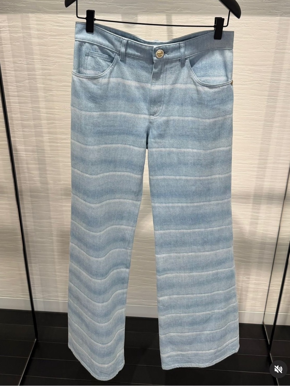 Chanel Light Blue Wave-Pattern Jeans